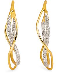 Alexis - Gold-plated Pavé Crystal Intertwined Hoop Earrings - Lyst