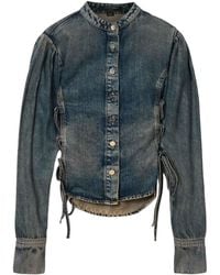 AllSaints - Denim Lace-Up Evanna Shirt - Lyst