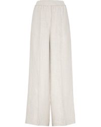 Brunello Cucinelli - Linen-blend Wide-leg Trousers - Lyst