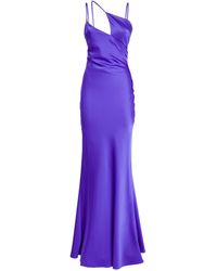 The Attico Melva Satin Slip Gown in Purple | Lyst