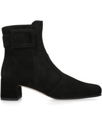 Roger Vivier - Suede Très Vivier Polly Ankle Boots 45 - Lyst