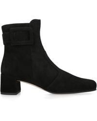 Roger Vivier - Suede Très Vivier Polly Ankle Boots 45 - Lyst
