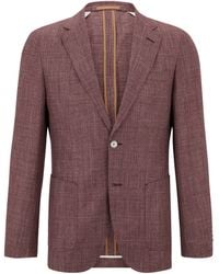 BOSS - Wool-Silk Check Jacket - Lyst
