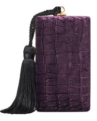 Aspinal of London - Velvet Croc-Embossed Paloma Box Clutch Bag - Lyst