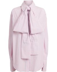 Late for Work - Cotton-Blend Striped Pussybow Shirt - Lyst