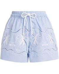 Sandro - Cotton Embroidered Open-Work Shorts - Lyst