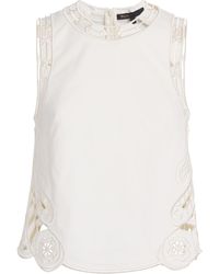 Maje - Cotton-Blend Embroidered Top - Lyst