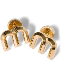 Miu Miu - M Logo Stud Earrings - Lyst