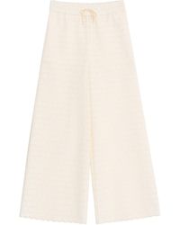 Valentino - Broderie Anglaise Wide-Leg Trousers - Lyst