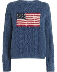 Polo Ralph Lauren - Cotton Aran-Knit Flag Sweater - Lyst