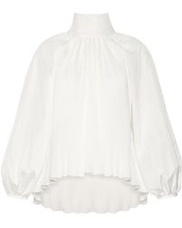 Max Mara - Pleated Pussybow Blouse - Lyst