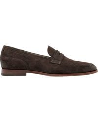 AllSaints - Suede Jules Stitch Loafers - Lyst