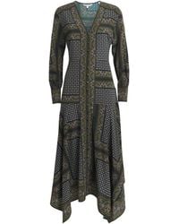 Veronica Beard - Silk-Blend V-Neck Skye Midi Dress - Lyst