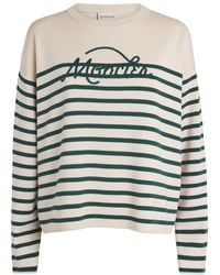 Moncler - Virgin Wool Stripe Logo Sweater - Lyst
