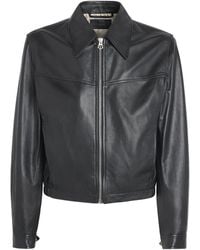 Lemaire - Waxed Leather Biker Jacket - Lyst