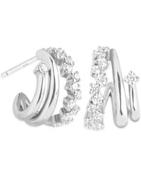 Astrid & Miyu - Rhodium-Plated And Crystal Orbit Illusion Huggie Earrings - Lyst