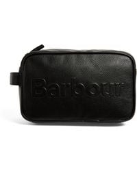 Barbour - Leather Debossed Logo Wash Bag - Lyst