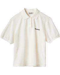 Miu Miu - Cotton Logo Polo Shirt - Lyst