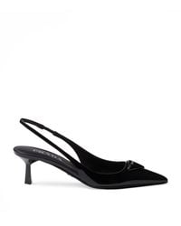 Prada - Patent Leather Slingback Pumps 55 - Lyst