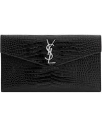 Saint Laurent - Leather Uptown Clutch Bag - Lyst