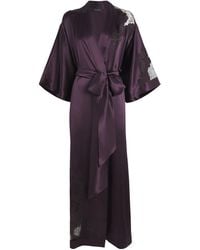 Carine Gilson - Silk Lace-Detail Long Robe - Lyst