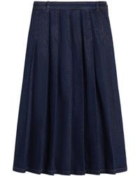 Weekend by Maxmara - Denim Pleated Midi Skirt - Lyst