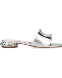 Roger Vivier - Metallic Leather Strass Mules 25 - Lyst