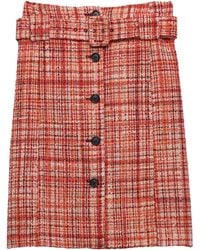 Prada - Tweed Belted Midi Skirt - Lyst