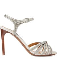 Ralph Lauren - Suede Embellished Kieran Heeled Sandals 95 - Lyst
