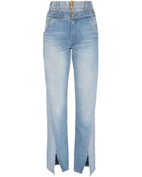 Balmain - Two-in-one High-rise Wide-leg Jeans - Lyst