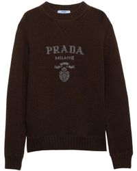 Prada - Logo Knitted Round Neck Jumper - Lyst