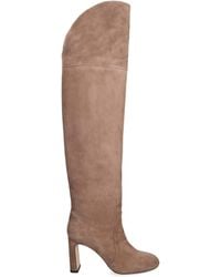 Stuart Weitzman - Suede Babette Tubo Over-The-Knee Boots 85 - Lyst