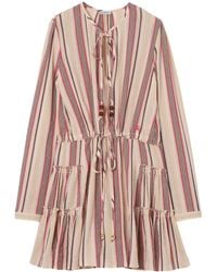 Burberry - Cotton Voile Striped Mini Dress - Lyst