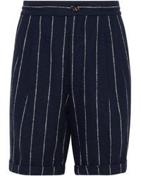 Brunello Cucinelli - Linen-wool Pinstripe Bermuda Shorts - Lyst