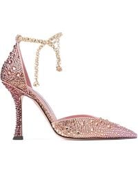Jimmy Choo - Stevie 100 Satin Embellished Pumps - Lyst