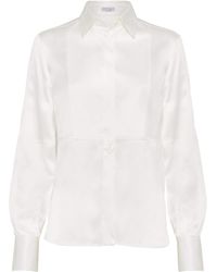 Brunello Cucinelli - Stretch-Silk Satin Shirt - Lyst
