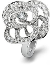 Chanel - White Gold And Diamond Fil De Camélia Ring - Lyst
