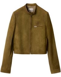 Miu Miu - Waxed Suede Moto Jacket - Lyst