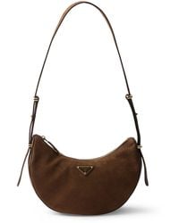 Prada - Small Nubuck Leather Arqué Shoulder Bag - Lyst