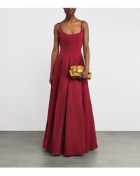 STAUD Joy Pleated Cotton-Blend Faille Maxi Dress in Pink | Lyst