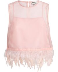 STAUD - Silk Feather-Trim Avi Top - Lyst