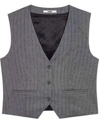 Maje - Striped Rhinestone-Embellished Waistcoat - Lyst