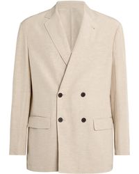 Emporio Armani - Linen-Blend Technical Double-Breasted Blazer - Lyst