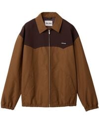 Miu Miu - Cotton Gingham Print Blouson Jacket - Lyst