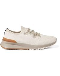 Brunello Cucinelli - Cotton-Blend Chiné-Knit Sneakers - Lyst