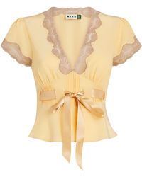RIXO London - Silk Bow Daniela Blouse - Lyst