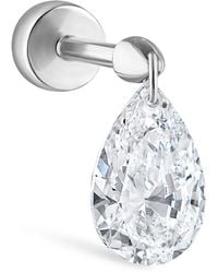 Maria Tash - Floating Pear Diamond Charm Threaded Stud Earring - Lyst