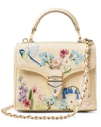 Aspinal of London - Mini Raffia Floral Embroidery Mayfair Bag - Lyst