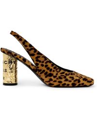 Givenchy - Calf Hair Leopard Print Tape Slingback Pumps 85 - Lyst