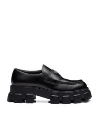 Prada - Brushed Leather Monolith Loafers - Lyst